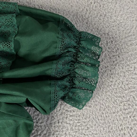 Vintage Square Up Dance Top Womens Small Green Lace Western Country Cottage USA - Picture 4 of 8